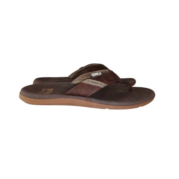 Reef Santa Ana Mens Sandals Brown Thong Leather Strap Beach Slip On Size 12 - Picture 3 of 7